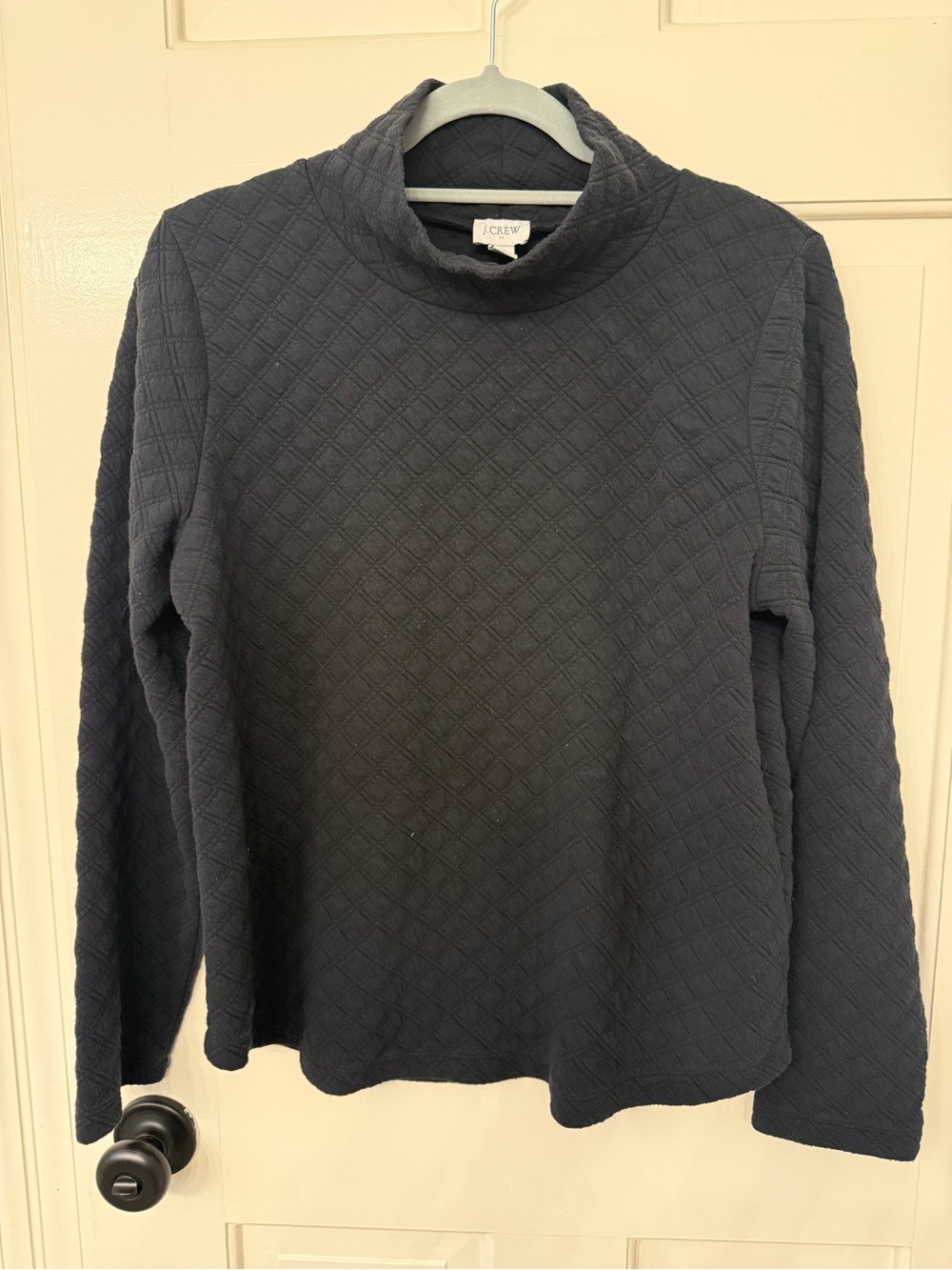 J. Crew Quilted Mock Neck Sweatshirt in black